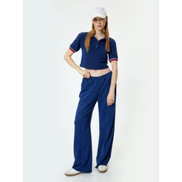 Koton Women Solid Polo Collar Cotton T-shirt image 5