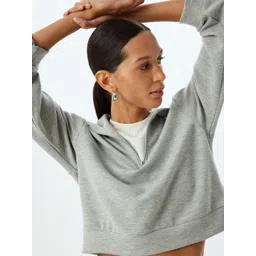 Koton Women Solid Round Neck Pullover Sweatshirt-picture-34