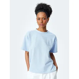Koton Women Solid Round Neck Relaxed Fit T-shirt-picture-21