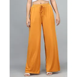 kotty basics Kotty Women Orange Straight Fit High-Rise Easy Wash Parallel Trousers-picture-20