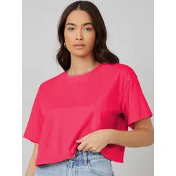 kotty basics Kotty Women Solid Round Neck T-shirt-picture-12