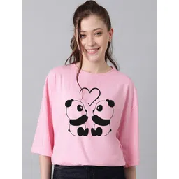 KOTTY Basics Panda Printed Drop Shoulder Sleeves Oversized T-shirt-picture-38