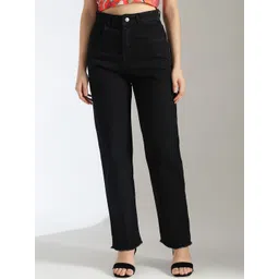 kotty basics Stylecast X Kotty Women Black Slim Fit High-Rise Clean Look Frayed Hem Stretchable Jeans-picture-11