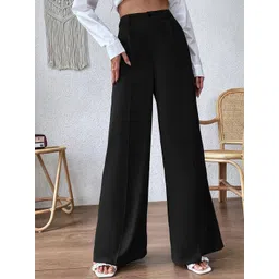 KOTTY Basics Women Relaxed Straight Leg High-Rise Easy Wash Trousers-picture-18