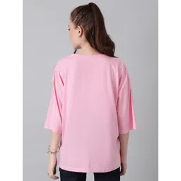 kotty basics Kotty Pink Round Neck Oversized T-shirt image 5