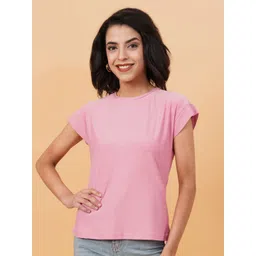 Kotty Women Solid Round Neck T-shirt-image-39