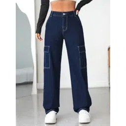 Kotty Blue Straight Fit High Rise Cargo Jeans-picture-23