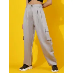 Kotty Grey Cotton Plain Trousers-picture-40