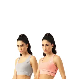 Kotty Light Grey & Pink Logo Print Sports Bra (Pack of 2)-picture-14