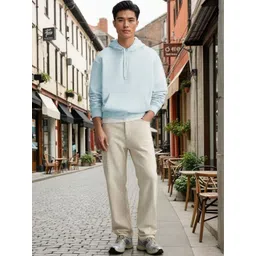 Kotty Men Hooded Solid Ribbed Cotton Pullover Sweatshirt image 3