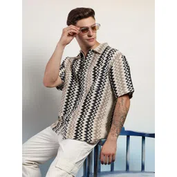 Kotty Men Sheer Striped Casual Shirt-picture-42