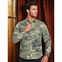 Kotty Men Spread Collar Camouflage Printed Denim Cotton Jacket-picture-40
