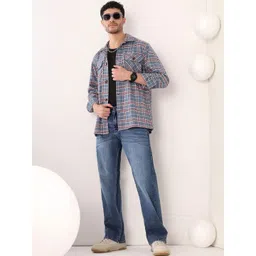Kotty Men Stylish Checked Bomber Shacket-picture-34