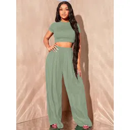 Kotty Round Neck Crop Top With Wide-Leg Trousers Co-Ords-picture-18