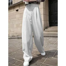 Kotty White Cotton Plain Trousers-picture-15