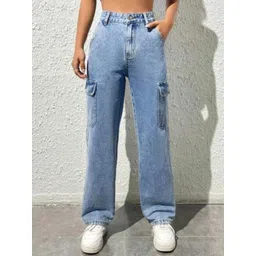 Kotty Women Blue Jean Straight Fit High-Rise Light Fade Clean Look Stretchable Jeans-picture-27