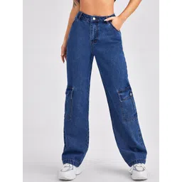 Kotty Women Blue Jean Straight Fit High-Rise Slash Knee Stretchable Jeans-picture-23