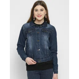 Kotty Women Blue Printed Denim Jacket-picture-32