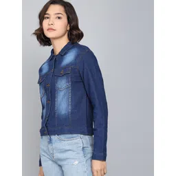 Kotty Women Blue Washed Denim Jacket image 3