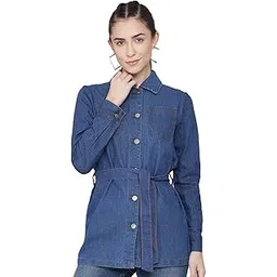 kotty Women Cotton Blend Full Sleeve Standard Length Solid Denim Jacket-picture-51