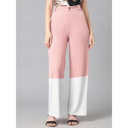 Kotty Women Solid Colourblocked High-Rise Easy Wash Trousers-picture-17