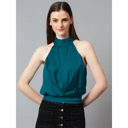 Kotty Women Solid Halter Neck Satin Top-picture-31