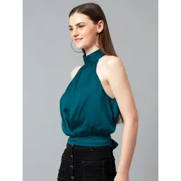 Kotty Women Solid Halter Neck Satin Top image 5