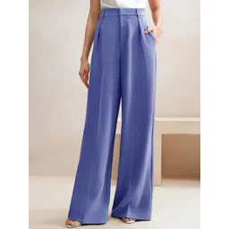 Kotty Women Solid Pleated High-Rise Relaxed Fit Formal Trousers-picture-40