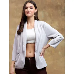 Kotty Women Solid Shawl Collar Front Open Overcoat-image-13