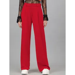 Kotty Women Straight Fit High-Rise Pleated Regular Trousers-picture-19