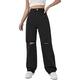 kotty Womens High Rise Cotton Lycra Regular Fit Solid Jeans Oil Black-picture-41