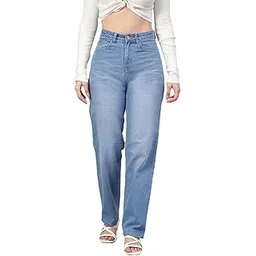 kotty Womens High Rise Cotton Lycra Solid Jeans Light Blue-picture-26