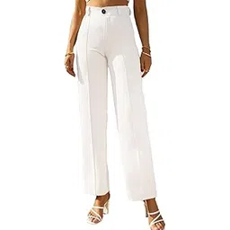 kotty Women's Regular Fit High Rise Solid Trousers-picture-39