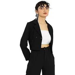 kotty Women's Single Breasted Relaxed Fit Lapel Collar Full Sleeve Blazer-picture-31