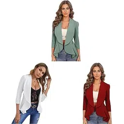 kotty Women’s Single Breasted Relaxed Fit Shawl Collar Blazers in, Including Snow White.-picture-29