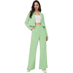 kotty Women's Solid Relaxed Fit Full Sleeve Co-ord Blazer and Trouser Set.-picture-36