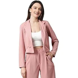 kotty Women's Solid Single Breasted Casual Blazer Light Pink-picture-50