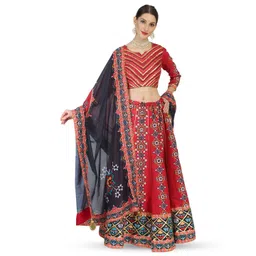 KOVET Embroidered Mirror Work Ready to Wear Lehenga & Blouse With Dupatta-picture-7