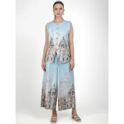 KOVET Printed Linen Round Neck Top & Culottes Co-Ords-picture-20