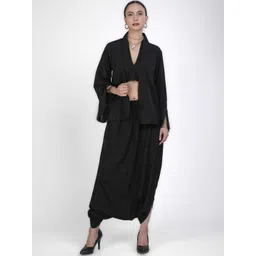 KOVET Satin V-Neck Bralette Top & Parachute Trouser With Shrug Co-Ord Set-picture-18