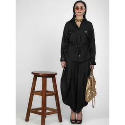 KOVET Sequin Embellished Shirt & Dhoti Pants Co-Ord Set-picture-11