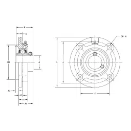 KOYO Flange Ball Bearing Unit, Inner Dia 55 mm, Length 195 mm, Width 62 mm, UKFC212J image 2