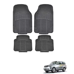 Kozdiko 4 Pcs Rubber Black Car Simple Floor Mat Set for Tata Sumo Grand-picture-39