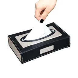 Kozdiko Leatherette Black Designer Car Tissue Paper Dispenser Box with 200 Sheets (100 Pulls) for Datsun Grey Maroon Cola Colori Go-picture-26