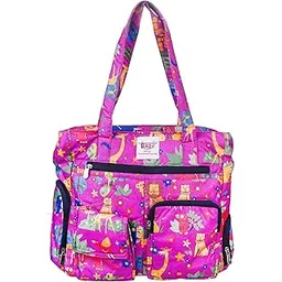 kozeecub Baby Diaper Bag with Multiple Pockets, Animal Print Design, Pink, White & Yellow, Large Capacity Tote-picture-21