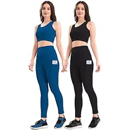 kp designer Women's Athletic Workout Set, High-Waist Leggings with Sports Bra, Polyester Blend, Tracksuit, Co-ord Set, 2 Piece pack of 2-picture-53