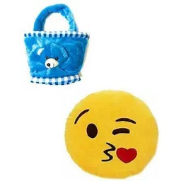 kpn Soft Lovable Hugable For Smiley Pillow And Basket Bag Soft Toys For Kids Toys Bithday Gift - 30cm (Multicolor)- 30 cm image 1
