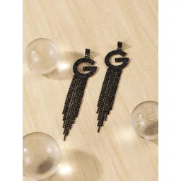 KPOP Brass Plated Rhinestone Contemporary Drop Earrings image 1