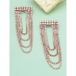 KPOP Gold-Plated Contemporary Cubic Zirconia Studded Drop Earrings-picture-36