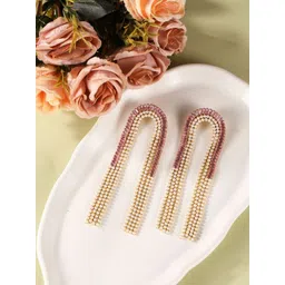KPOP Gold Plated Rhinestone Contemporary Drop Earrings-picture-16